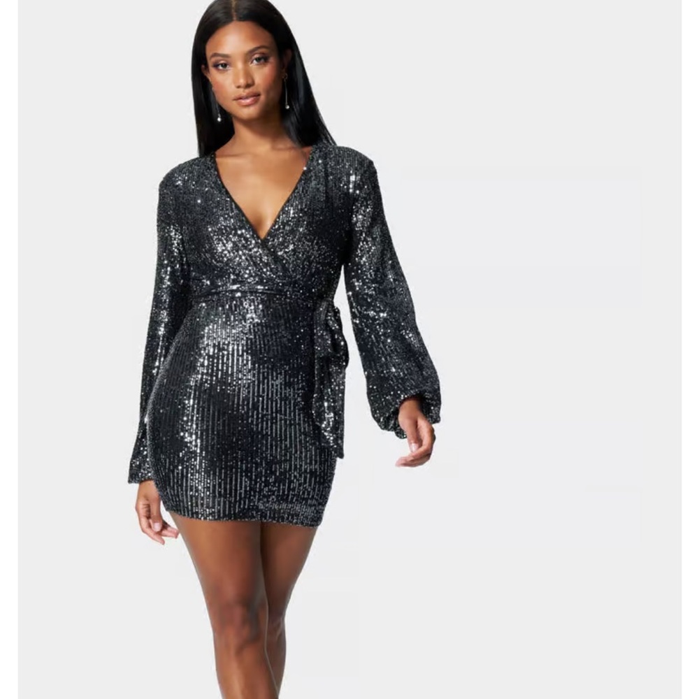 Black sequin dress, long sleeves.  Never worn